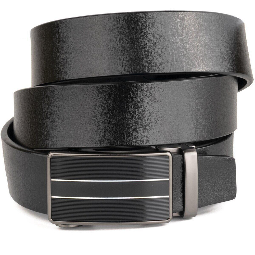 Ремінь чоловічий зі смужками на пряжці Vintage 20334 Чорний Київ - фото 1