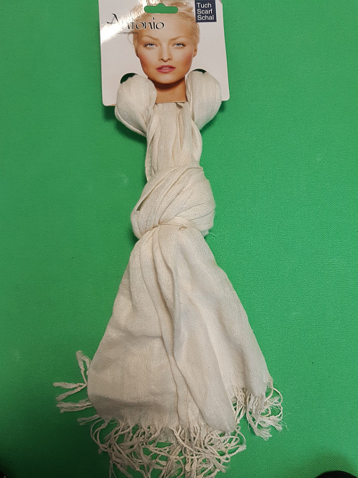 Шарф женский молочного цвета - размер шарфа приблизительно 170*65см, 100% полиэстер Киев - изображение 1
