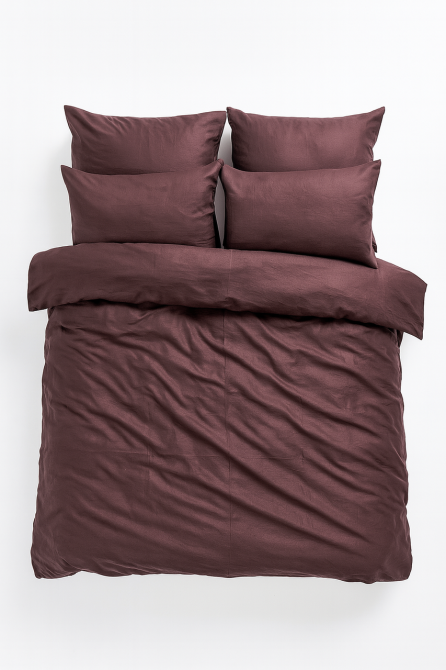 Комплект постільної білизни Ecotton Євро 210х220 см однотонний коричневий Potting Коломия - фото 1