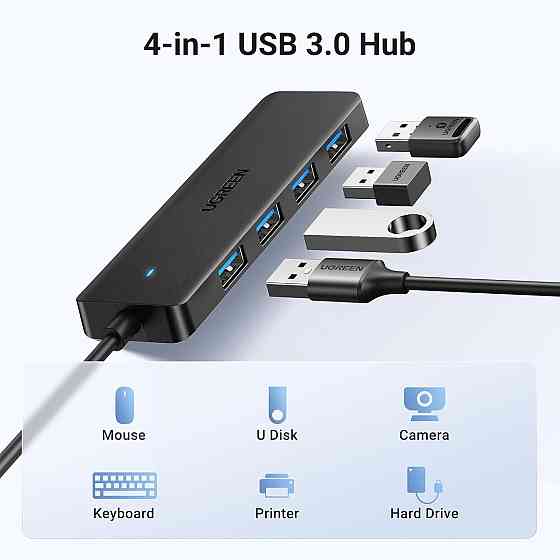 USB-хаб UGREEN 4-Port USB 3.0 Hub 1m Киев
