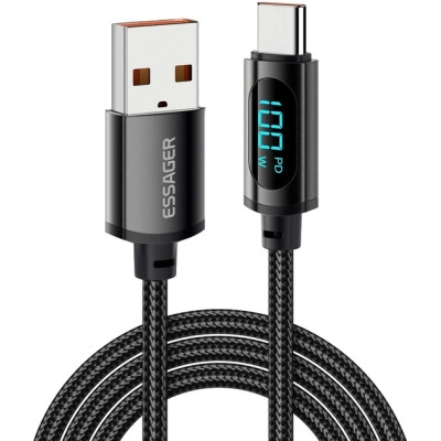 Дата кабель USB 2.0 AM to USB-C 2.0m 7A LED black Essager (EXCT-XYA01-P) Винница - изображение 1