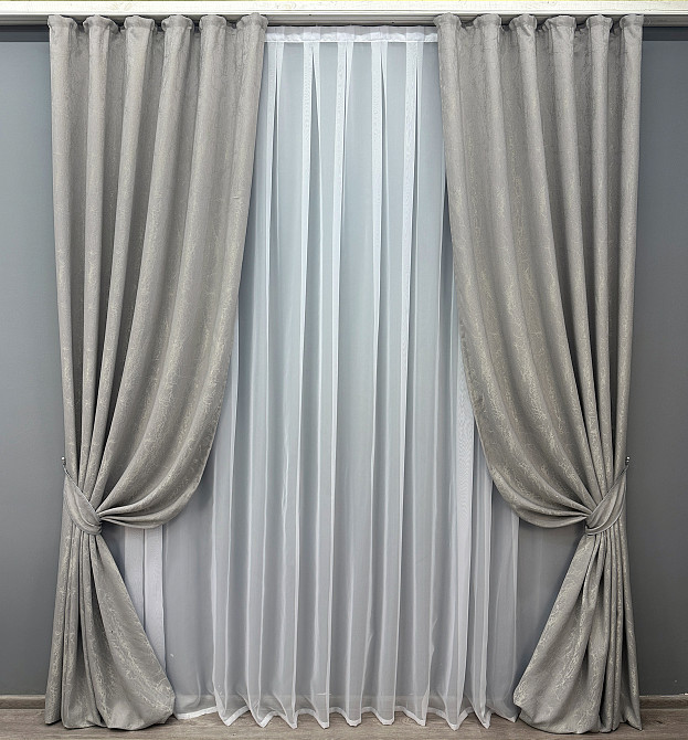 Комплект штор VR-Textil Жакард Viva Marmo № 1781ш Світло-сірий 150х270 см 2 шт (33-0758) Київ - фото 2