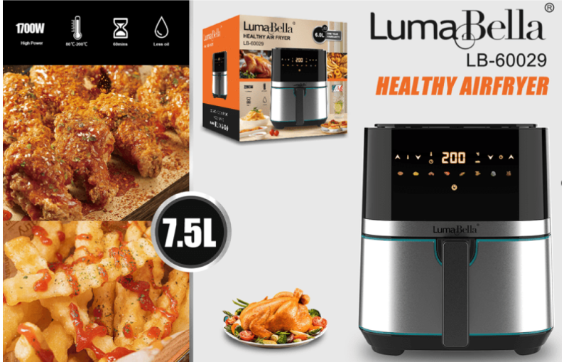 Аерофритюрниця LB-60029 7.5 л, 1700 Вт, з кольоровим дисплеєм, 8 програм, інтелектуальний контроль температури Одеса - фото 1
