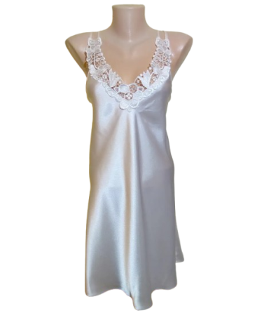 Пеньюар атласный с кружевными вставками Jasmin (Белый) XL Винница