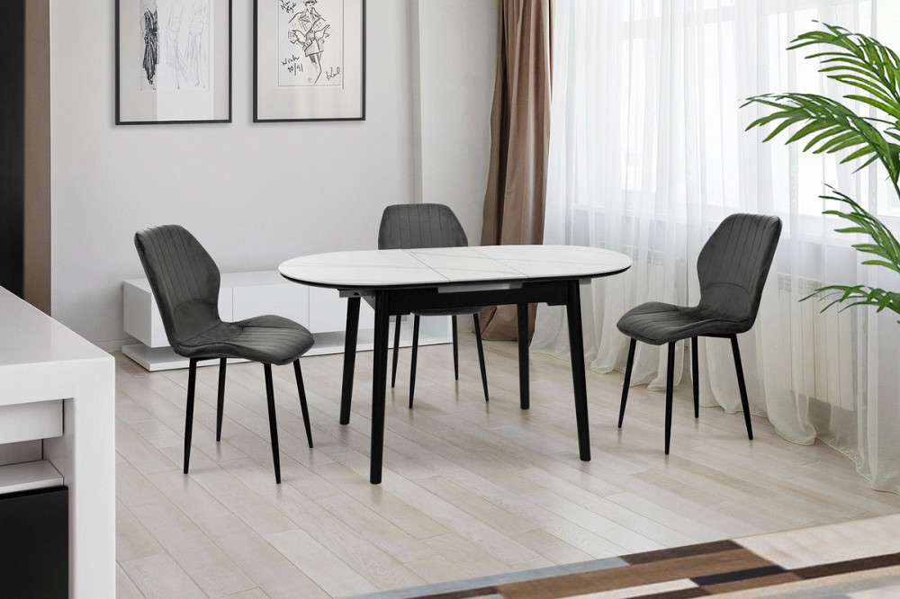 Стіл Тітан 110/140*75, чорний/керам білий Киев - изображение 5