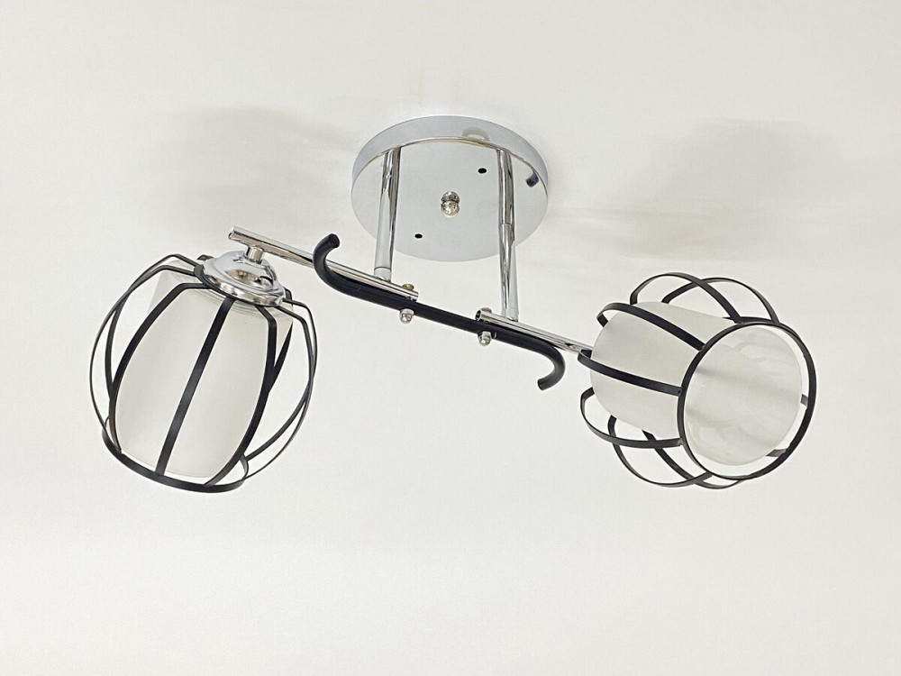 Стельова люстра на 2 плафони 91195/2 хром+чорний Коломия - фото 1