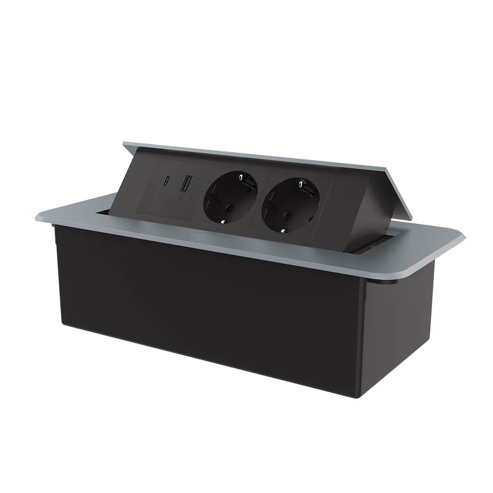 LIVOLO Меблева розетка потрійна LIVOLO сіра, вбудована у стільницю, з USB-A і USB Type-C 36 Вт, Коломыя - изображение 1