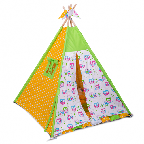 Вігвам Хатка комплект Бобон Сови салатовий із подушками — Великий 150*150 см Київ - фото 2