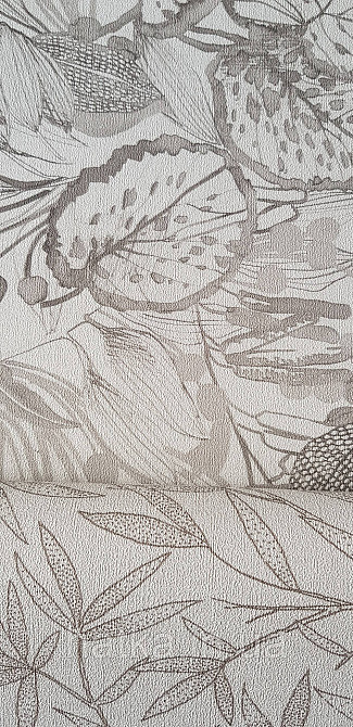 Шпалери вінілові на флізеліні метрові Rasch Novella 1,06х10 квіти листя гілки акварель матові бежеві сірі на білому Київ - фото 5