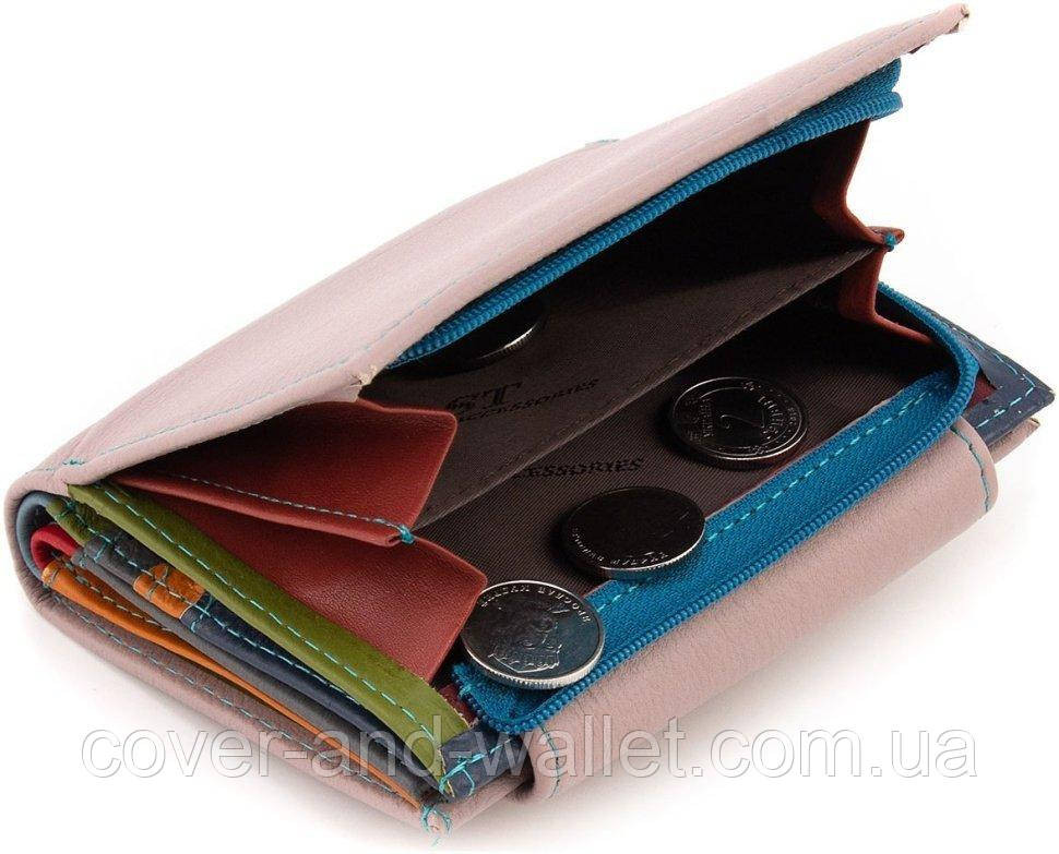 Красивый компактный пудровый женский кошелёк из натуральной кожи с монетницей ST Leather Киев - изображение 4