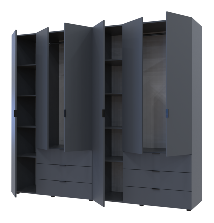 Комплект шкафов для одежды Doros Гелар (2 шт.) 232,4х49,5х203,4 см Графит (DRS-011120) Львов