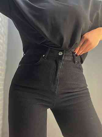 Джинсы женские Twin 1300 палаццо straight fit стрейчевые ровные от бедра черные, черный, 38, 38, 82  Одесса