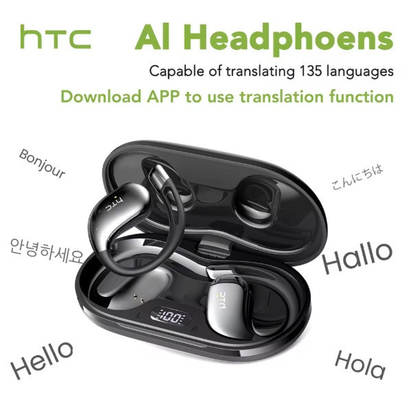 Спортивні bluetooth навушники HTC HD Bass з AI-перекладачем 134 мови NE57 Black Запоріжжя - фото 5