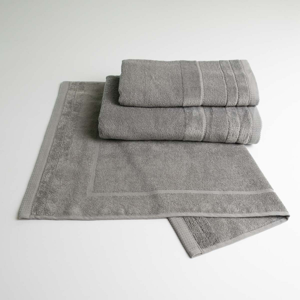 Набор банных махровых полотенец с велюровым бордюром 3шт GM Textile 50х70см, 50х90см, 70х140см (Серый) Сумы - изображение 1