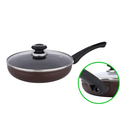 Сковорідка 20см скляна кришка а/п Non Stick шоколадний PN-20C Interos Житомир