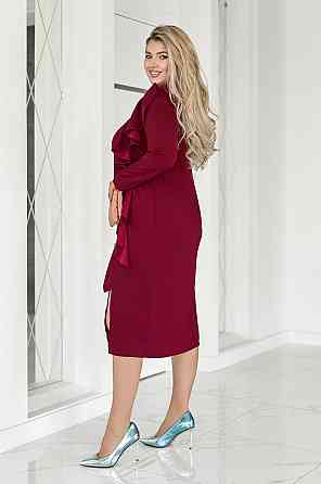 Приталене мідіплаття з воланом "Aiza" Норма та батал Марсала, 50-52 Київ