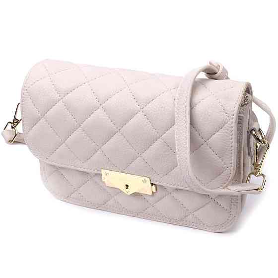 Витончена сумка жіноча з оригінальною клямкою з натуральної шкіри Біла (Vintage) Київ