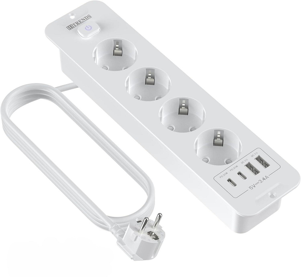Врізний подовжувач на 4 розетки 2*USB, 2*Type C HITRENDS Луцьк - фото 1