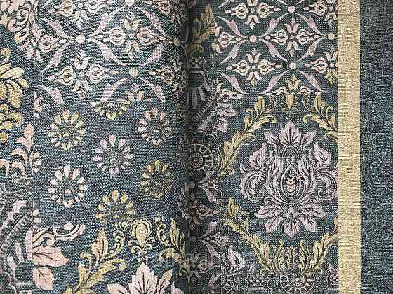 Шпалери метрові вінілові на флізелін Yuanlong Samsara східний стиль під килим золото срібло на темно синьому Київ