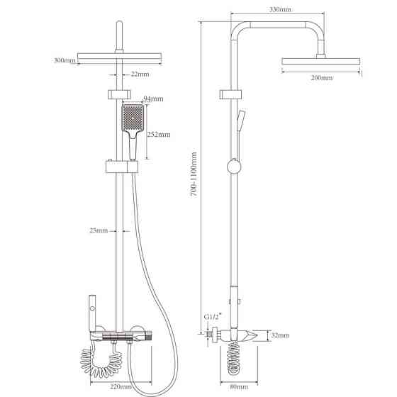 Душова колона Armata BCS-009-J Graphite з кнопковим змішувачем, 4 режими (CH650) Харків