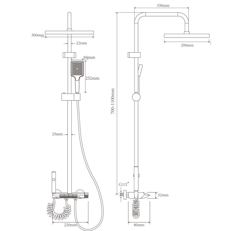 Душова колона Armata BCS-009-J Graphite з кнопковим змішувачем, 4 режими (CH650) Харків - фото 5