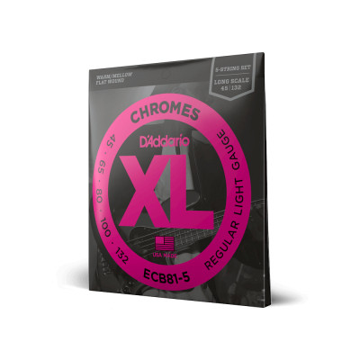 Струны для гитары D'Addario XL Chromes Bass Regular Light 5-String (45-132) (ECB81-5) Винница - изображение 2