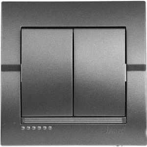 DERIY темно-сірий металік Вимикач внутрішній 2кл Лезард Житомир - фото 1