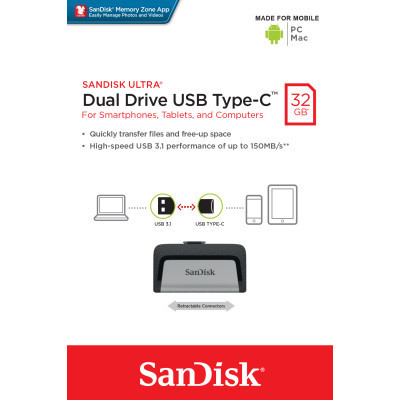 USB флеш накопитель SanDisk 32GB Ultra Dual USB 3.0 + Type-C (SDDDC2-032G-G46) Винница - изображение 7