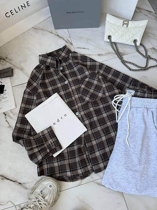 Женский стильный прогулочный костюм двойка: рубашка и штаны фланель + двунитка Шоколад, 42/46 Одесса - изображение 6