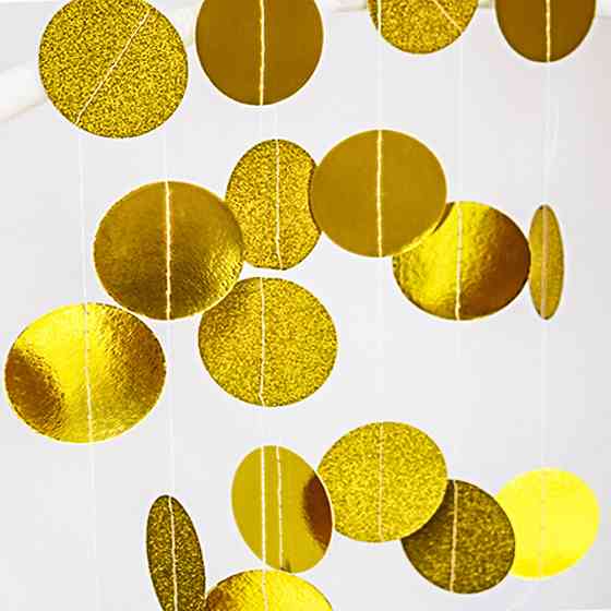 Гирлянда нитка круги на стену 400 см на 5 см золотистый Киев