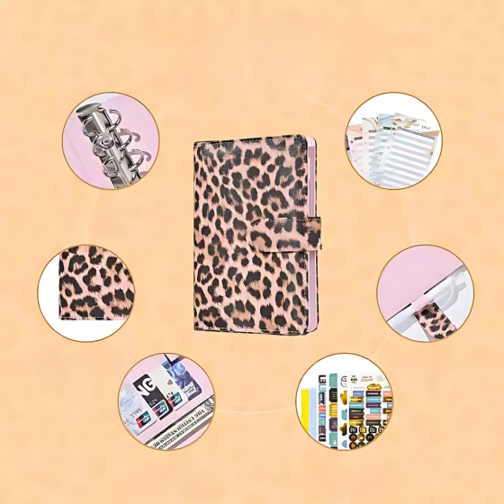 Блокнот-планер для финансов формат А6,планер бюджета и хранения денег,органайзер леопардовый с розовым Каменец-Подольский