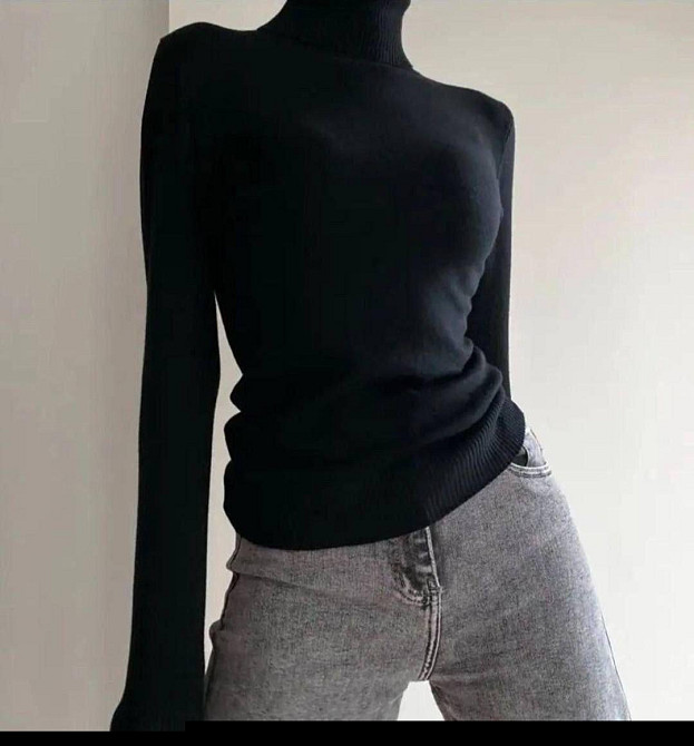 Жіночий повсякденний гольф бавовна, кашемір Чорний Одеса - фото 2