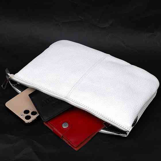 Стильный женский клатч из натуральной кожи Белый (GRANDE PELLE) Киев