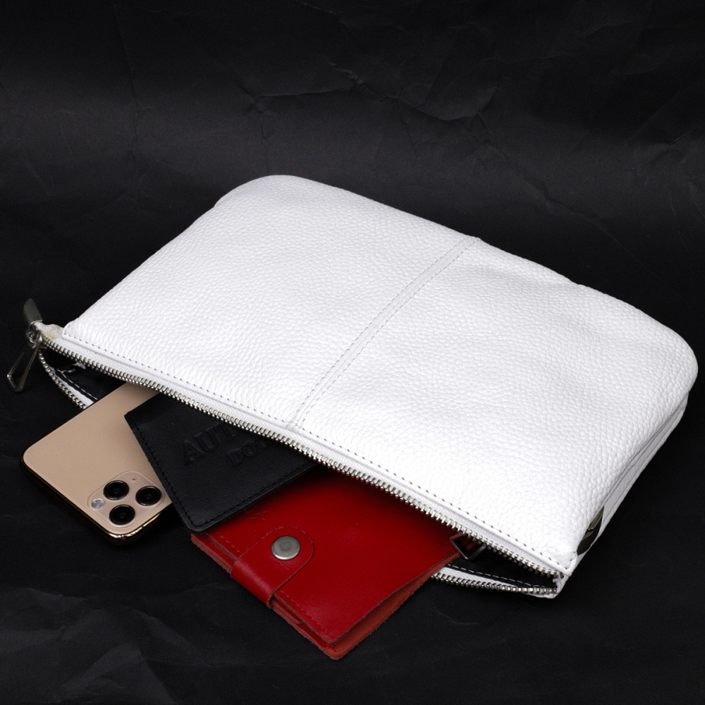 Стильный женский клатч из натуральной кожи Белый (GRANDE PELLE) Киев - изображение 2