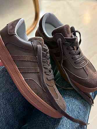 Кеды женские Hengji 8009-9 samba комбинированные кожа-замша коричневые, 38, 24,5 см Киев