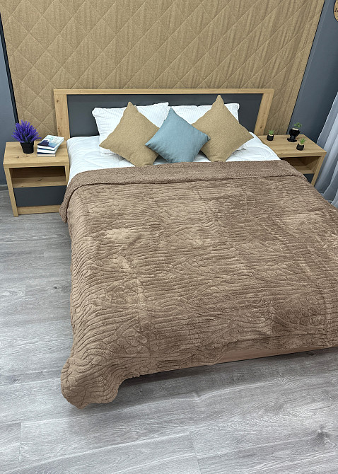 Плед 200х230 см (+-10см) на овчині "Косичка" колір мокко (87-304) Київ - фото 5