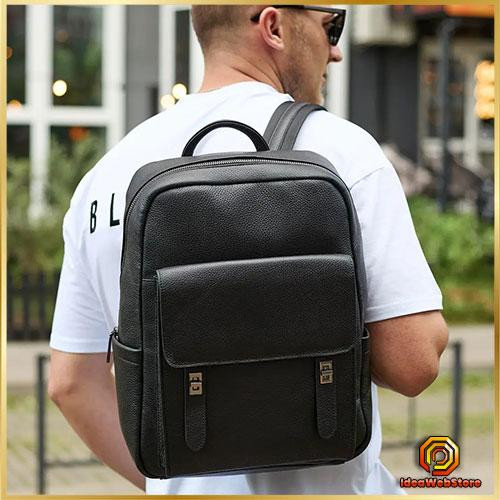 Кожаный городской мужской рюкзак классический черный из натуральной кожи качественный Киев - изображение 1