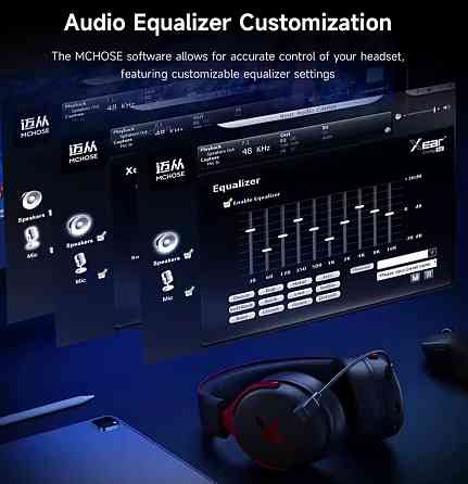 Бездротові ігрові навушники MCHOSE V9 pro Black White Silver Blue‼️ Харків