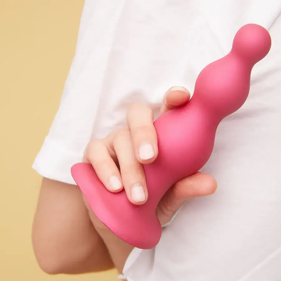 Насадка для страпона Strap-On-Me Dildo Plug Beads Framboise Metallic XXL Львів - фото 5