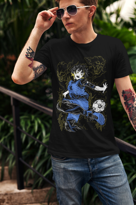 Футболка мужская аниме Йоикхи Ісаги Блуе Локк оверсайз (S/M/L) Черний AnimeJ0778 Днепр - изображение 10