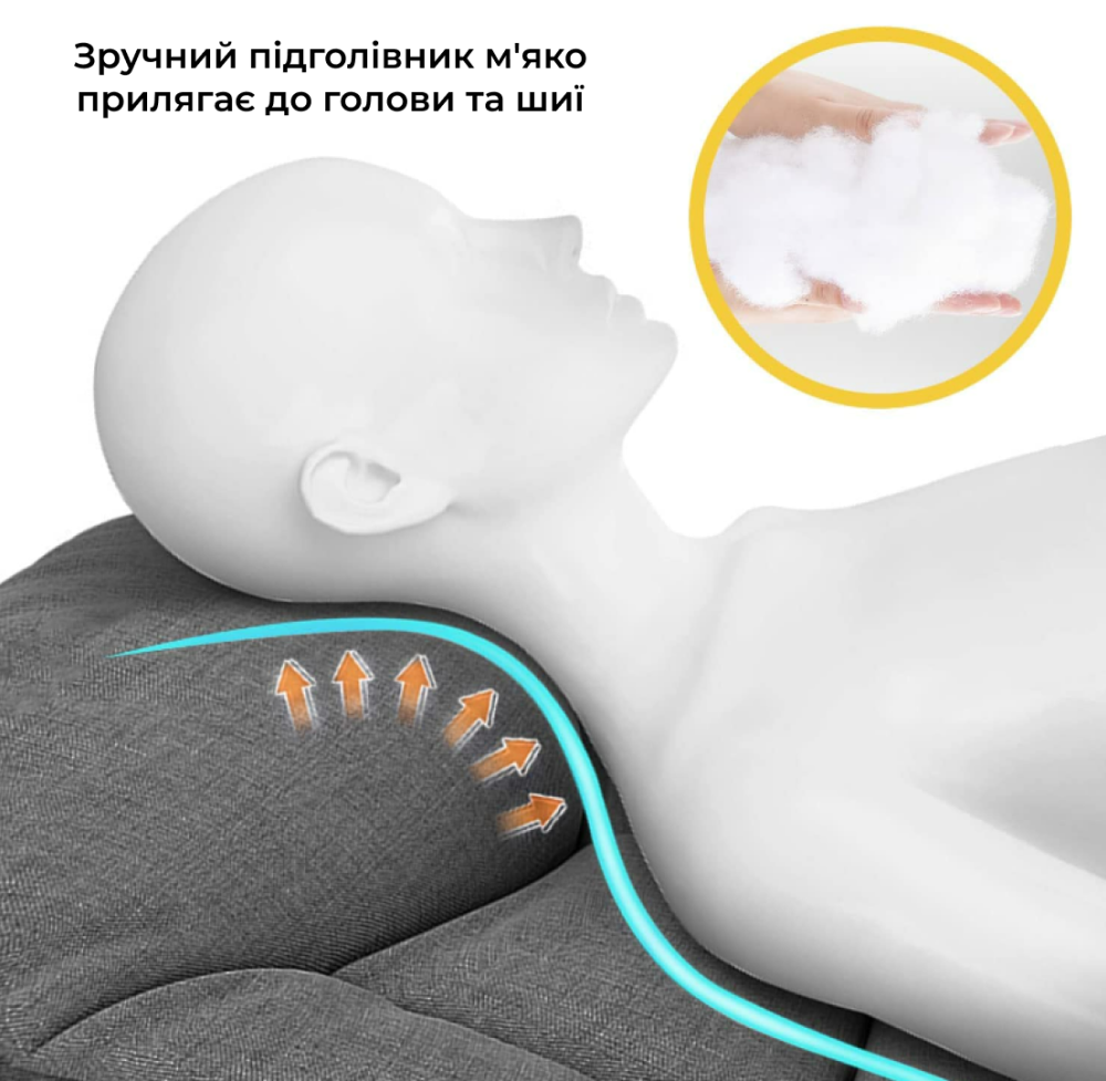 Розкладне ліжко-шезлонг WCG CC-S08 з матрацом і подушкою Київ - фото 4