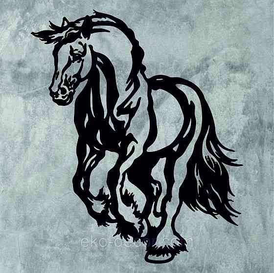 Декоративное настенное Панно «Лошадь», Декор на стену 110*91 см, Черный Киев