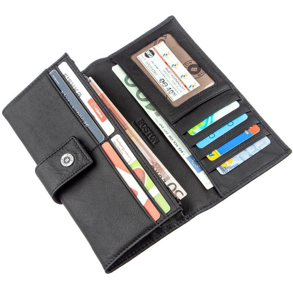 Жіночий гаманець з монетницьою на блискавки Boston 18849 Чорний Київ - фото 6