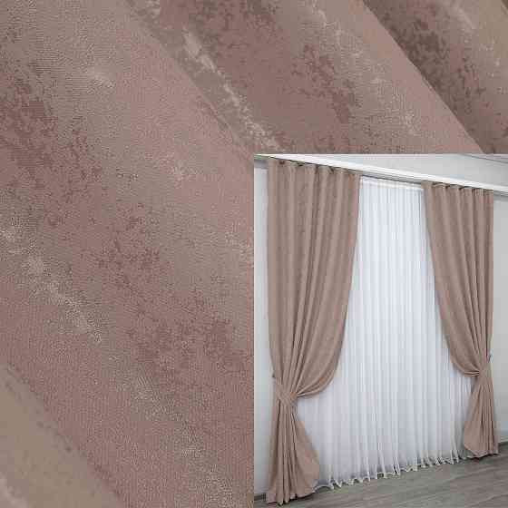 Комплект готових штор VR-Textil Льон мармур Pavliani № 1174ш Пудровий 150х270 см 2 шт (33-0003) Київ