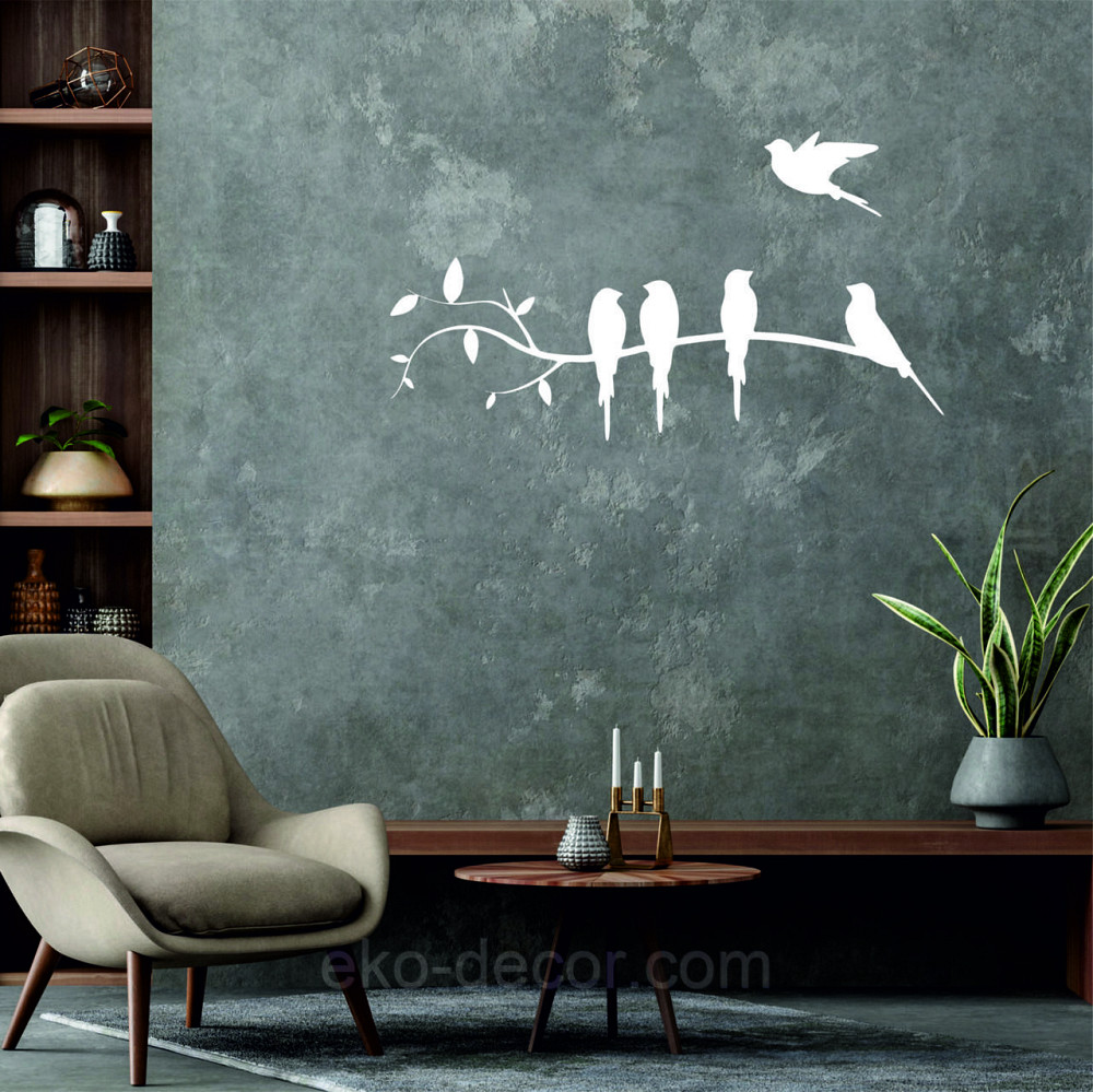 Декоративное настенное Панно «Птички на ветке», Декор на стену 90*29 см, Белый Киев - изображение 8