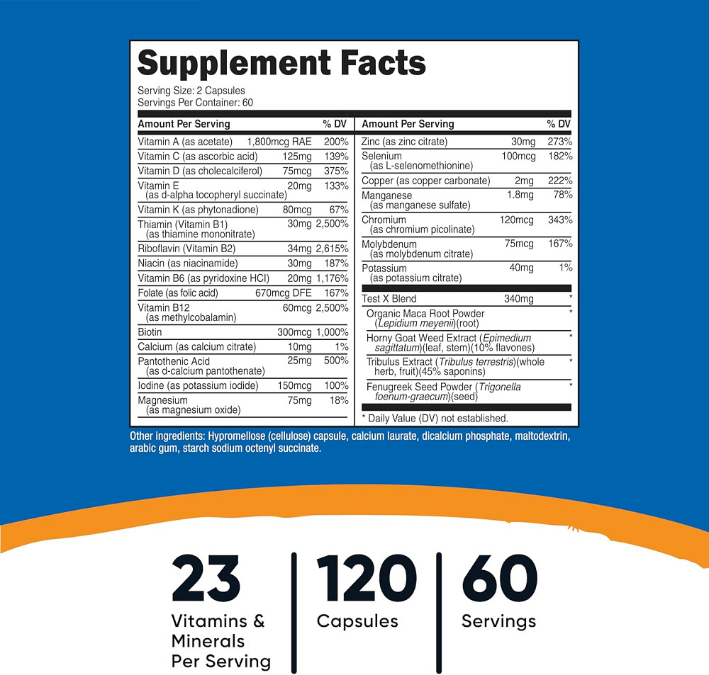 Мультивитаминный комплекс для мужчин Nutricost Multivitamin For Men, 120 Capsules Луцк - изображение 3