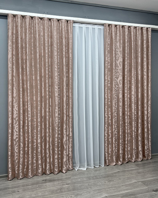 Комплект готових штор VR-Textil Жакард Вензель № 090ш Пудровий 150х270 см 2 шт (30-013) Київ - фото 20
