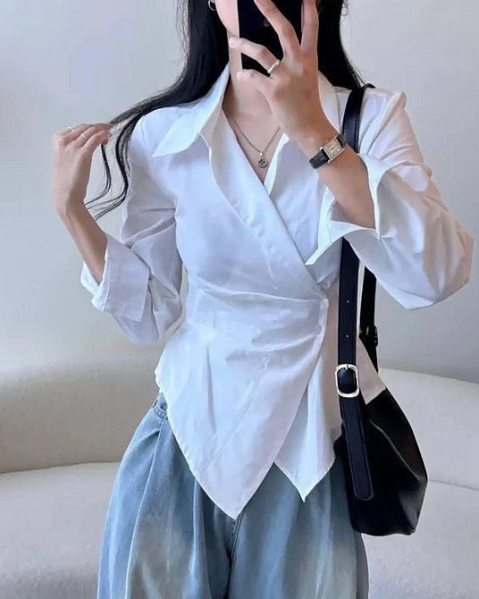 Жіноча стильна сорочка зі щільного котону (Туреччина) Білий, 44/46 Одеса - фото 3