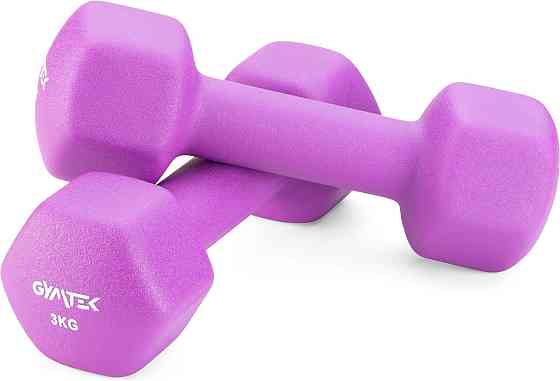 Гантелі для фітнесу неопренові Gymtek Hex 2х3кг фіолетовий Київ