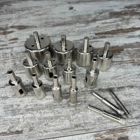 Набор алмазных коронок-сверл 15 шт (6–50 мм) для стекла, кафеля и керамики Киев